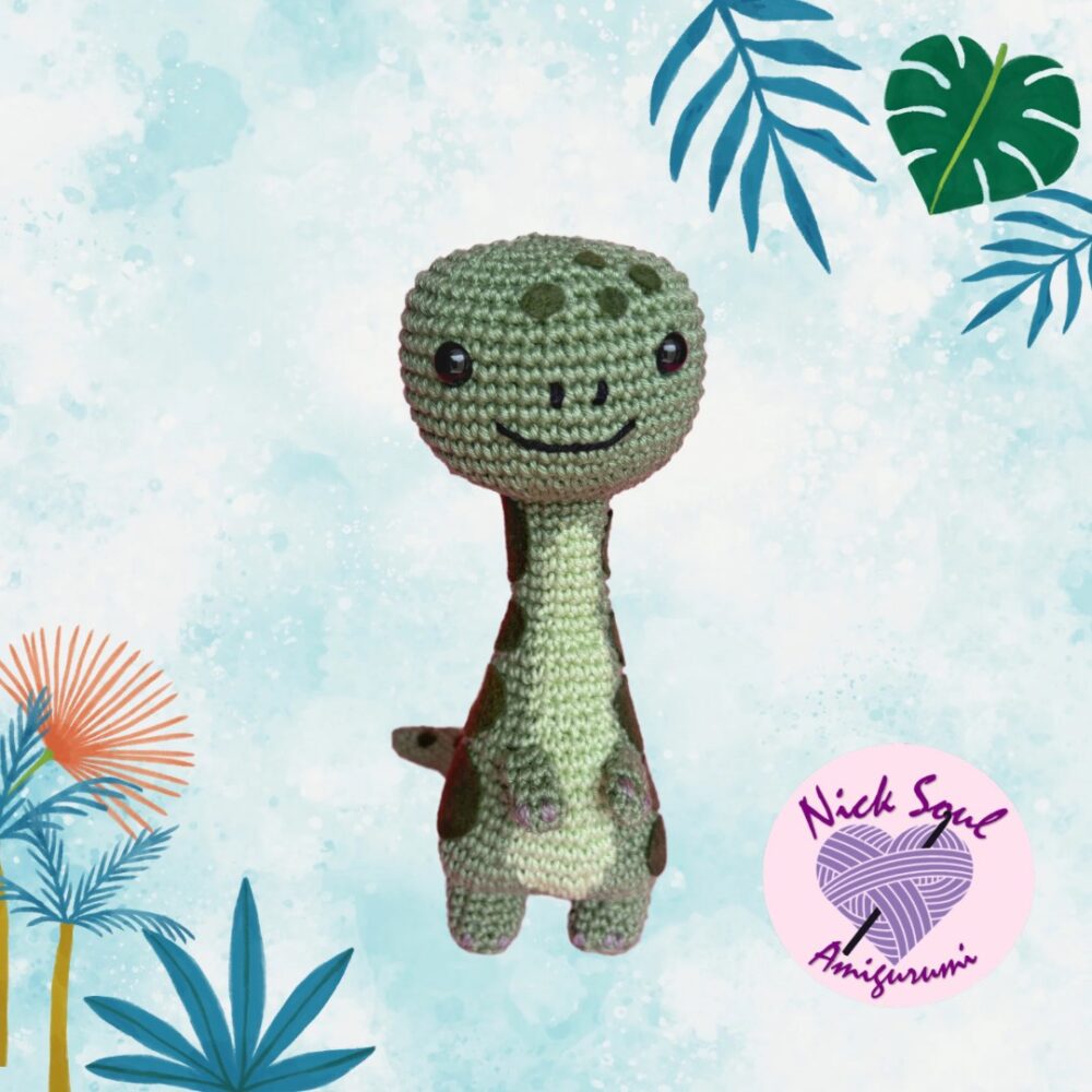 Receita em PDF - Barney o Braquinossauro Amigurumi