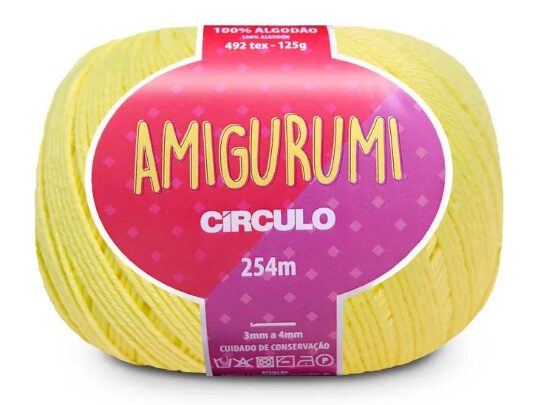 Linha Amigurumi Círculo Amarelo Candy – Fio de Crochê 100% Algodão 125 g
